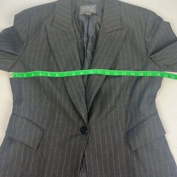 Lafayette 148 NY Wool Blazer Charcoal Pinstripe Single Button Pocketed Jacket 8 - Picture 9 of 14